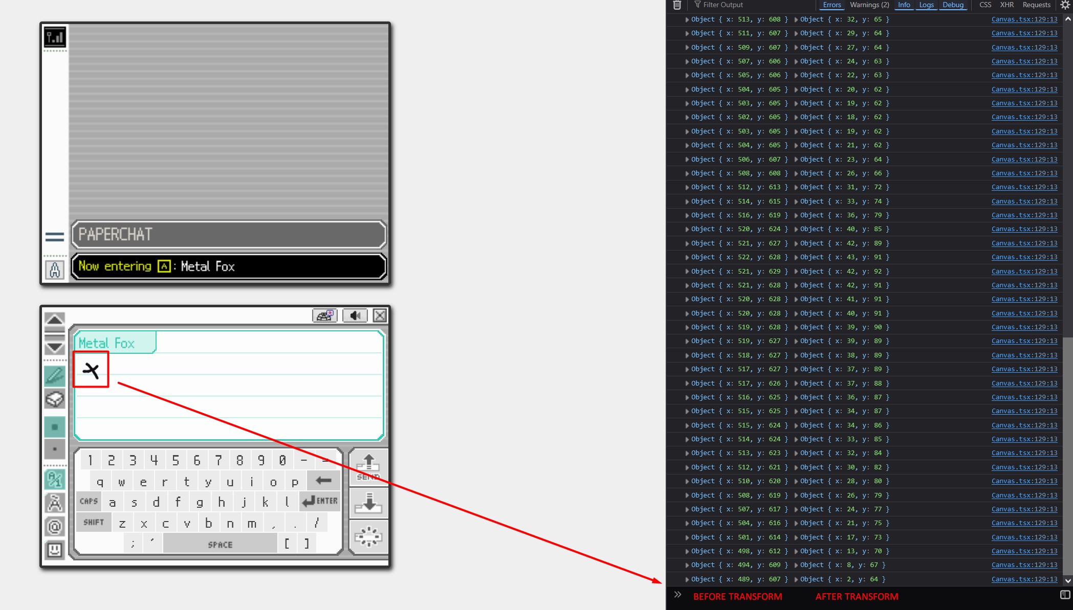 paperchat's getPosition method log 1