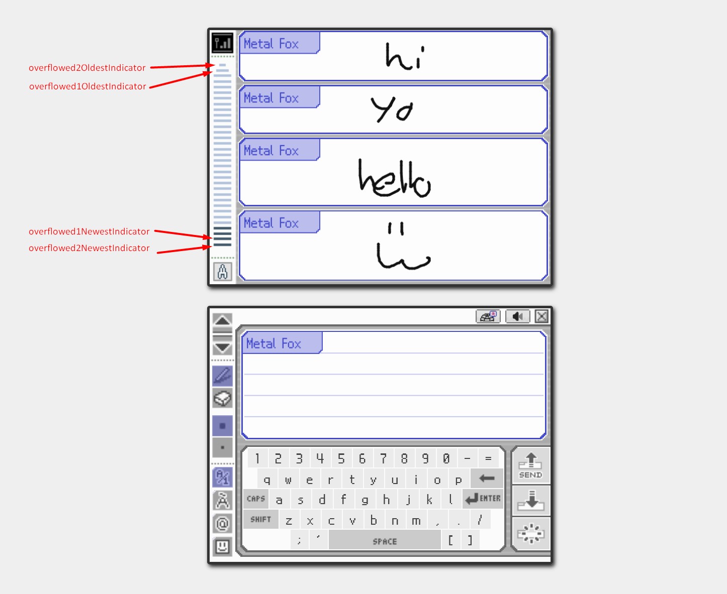 Paperchat's overflowed indicators oldest and newest